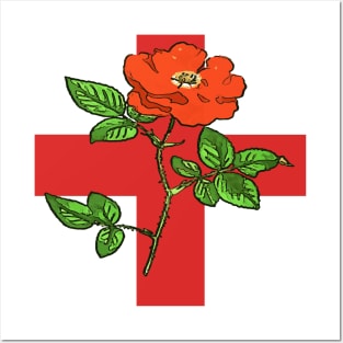 St George Ensign and Tudor Rose England Fan Posters and Art